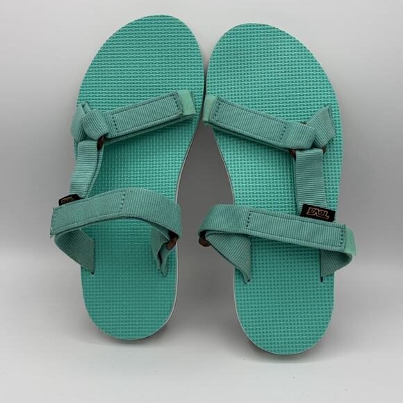 TEVA Original Universe Aqua Teal Slip On Sandals Women’s Size 9 Strappy - Picture 4 of 11